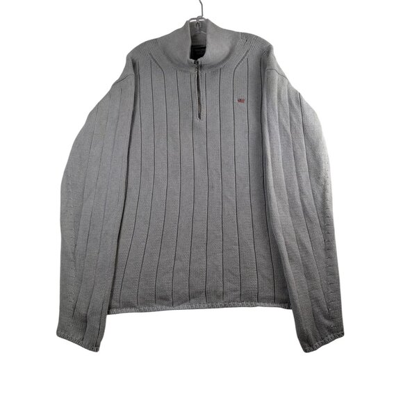 Vintage Ralph Lauren Polo Jeans Co Mens Ribbed Half-Zip Sweater XXL Gray Cotton - Picture 1 of 10